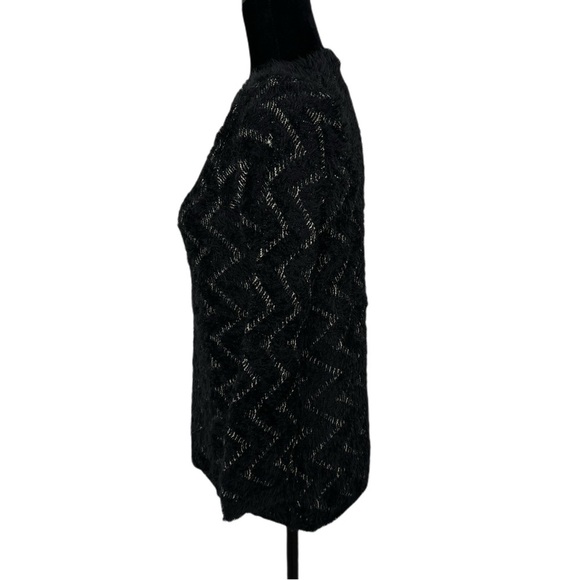 Chicos Black gold Metallic zig zag fuzzy sweater 0 - Picture 5 of 15